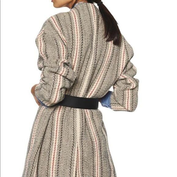 ba&sh Manteau Yumi Muscade Patterned Knit Coat Medium - Picture 4 of 14